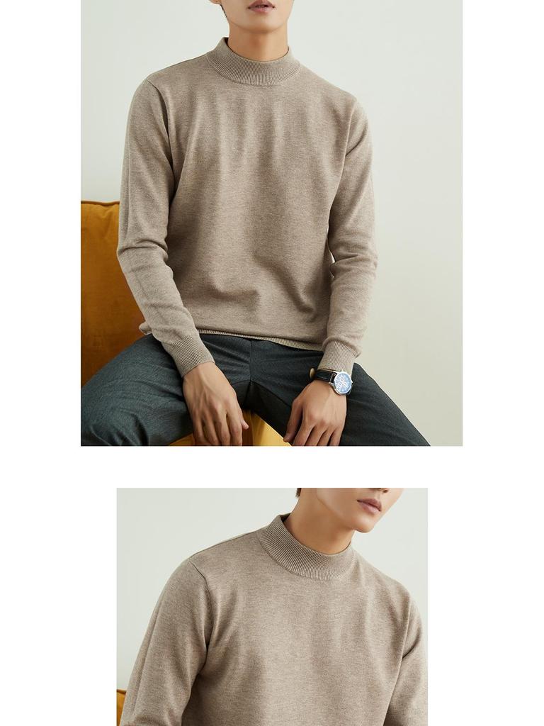Мужской деловой пуловер с полувысоким воротником крупной вязки для осени и зимы