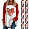 Женская повседневная футболка больших размеров с длинными рукавами и круглым вырезом с рождественским принтом, топ, пуловер