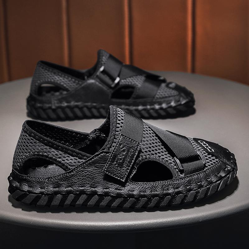Closed Toe Outdoor Sandals for Men Summer Beach Hiking Walking Breathable Anti Slip Casual Shoes Size 38-44