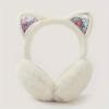 Cute Cat Ear Earmuffs for Teen Girls - Foldable Winter Ear Warmers, Sparkle Sequin Design, Solid Color, Polyester, Suitable for Ages 15+