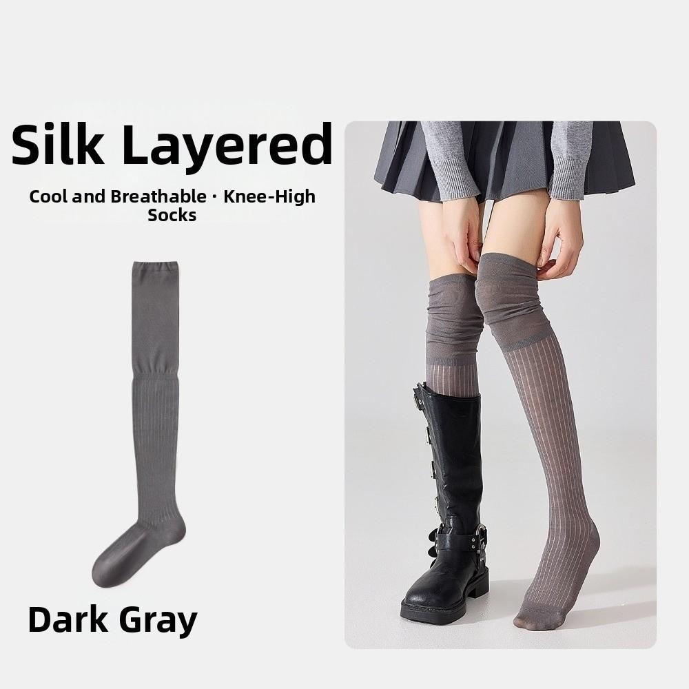 Soft Thin Long Socks Comfortable Knee Thigh High Socks Women Mulberry Silk Stockings Women