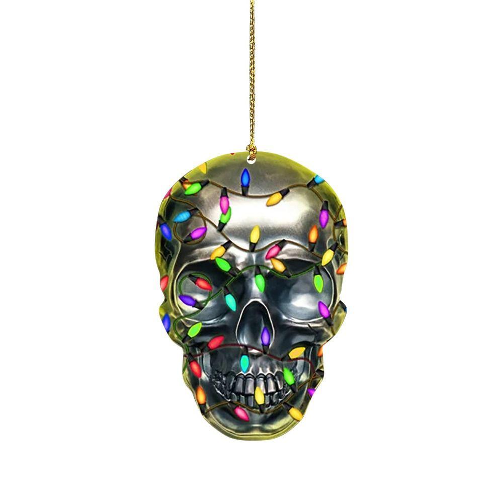 DIY Skull Pendant Horror Skeleton Car Ornaments Christmas Tree Drop Ornaments Car Rearview Decor