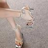 Sandals Women's Sexy Thin Heels New Temperament Word with Sandals Rhinestone High Heels Cool Slippers Women