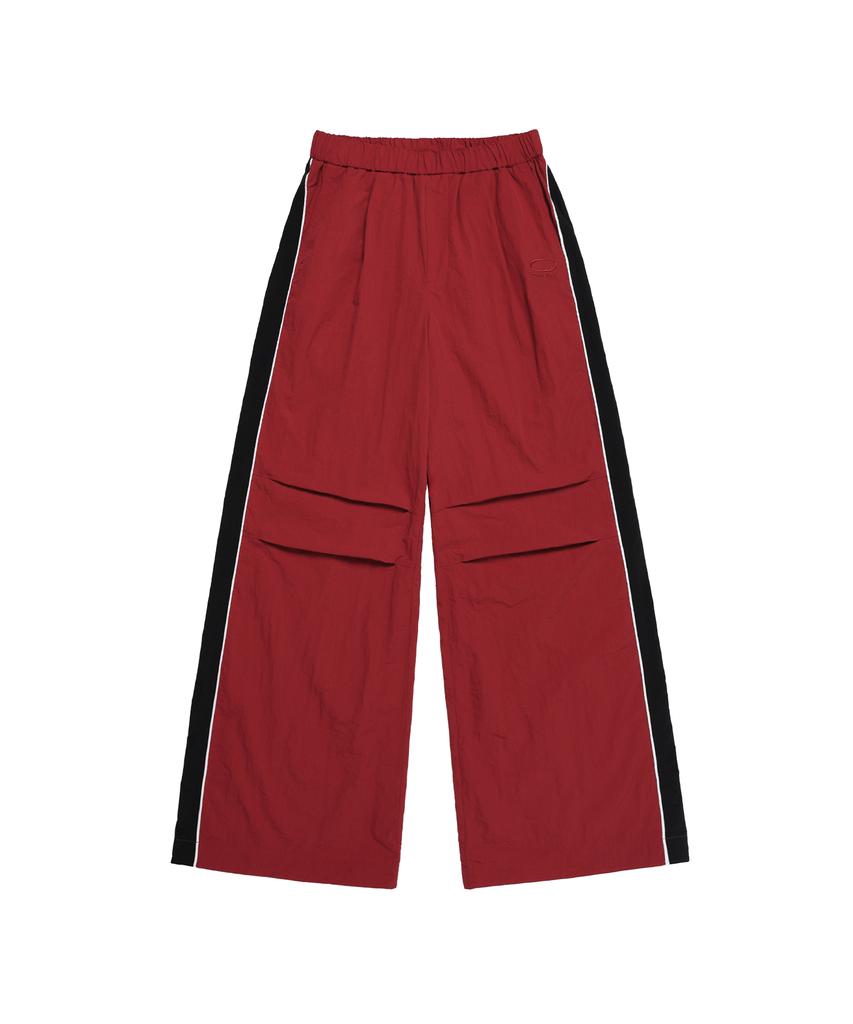ODDSTUDIO Parachute Wide Nylon Pants - Red / Black