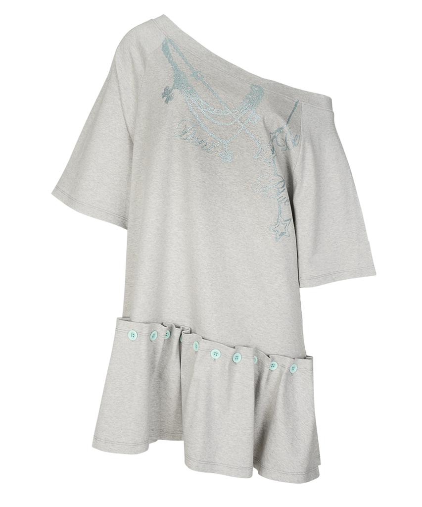 Inner Museum Don'T Be Blue Button Dress (Melange Gray)