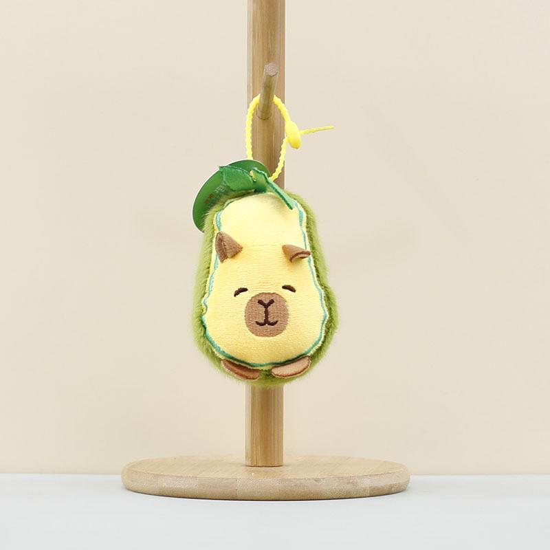 Fluffy Avocado Capybara Plush Keychain Unique Pineapple Bag Charm 12cm Soft Toy