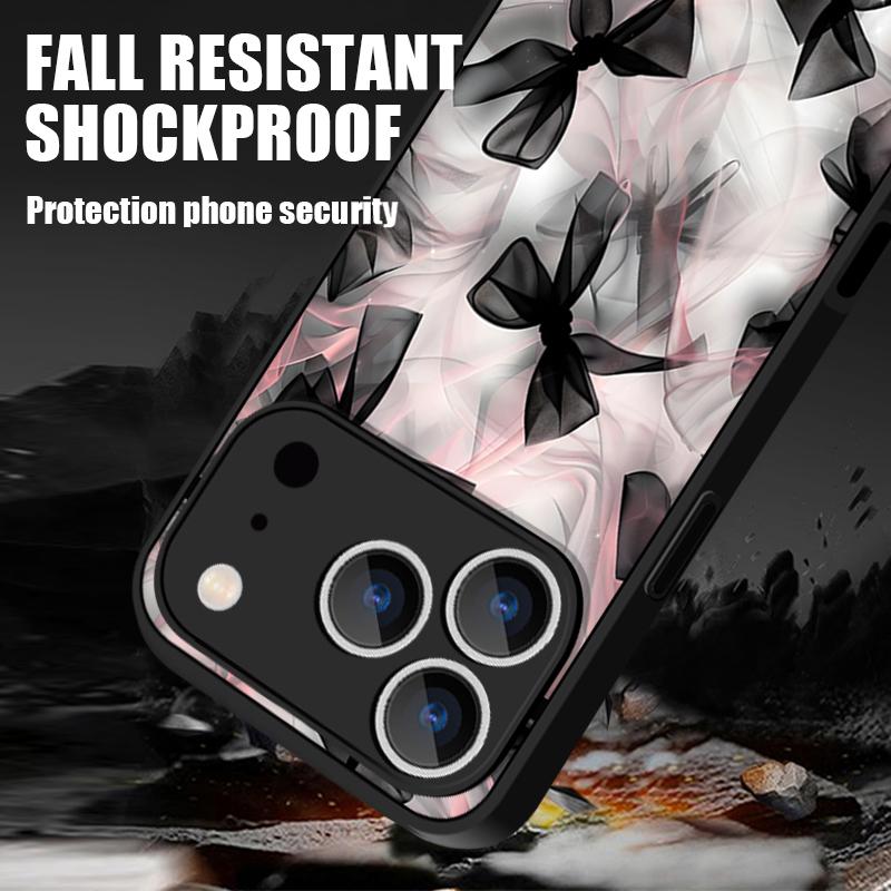 Translucent Matte Magnetic Phone Case For iPhone 17 16 15 Pro 14 13 Pro Max 16e 17e For Magsafe Bowknot Print Hard PC Back Cover