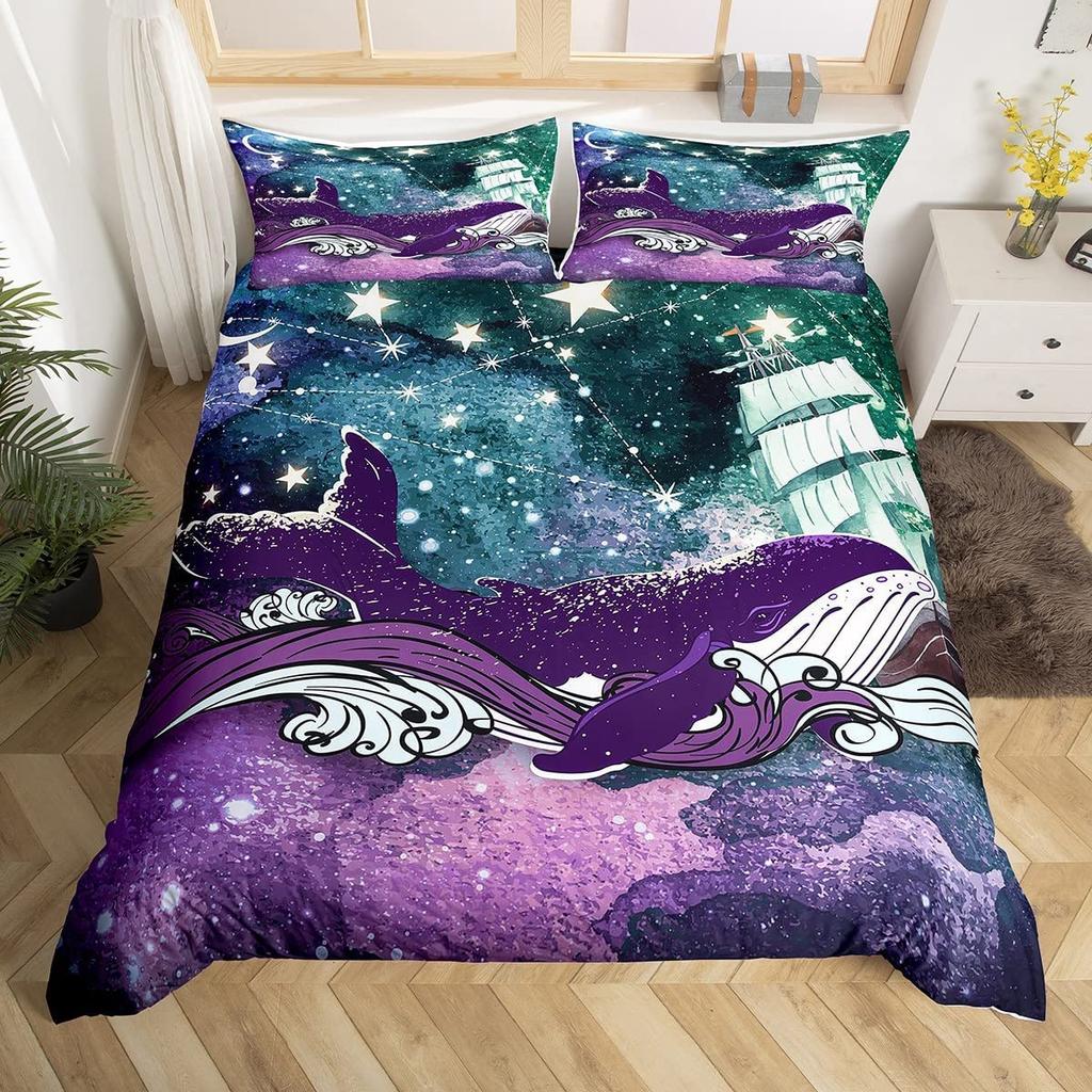 Комплект пододеяльника для парусника Размер Твин Кинг Квин Морская тема Чайка Постельный комплект Микрофибра Рустикальная деревянная доска Пододеяльник