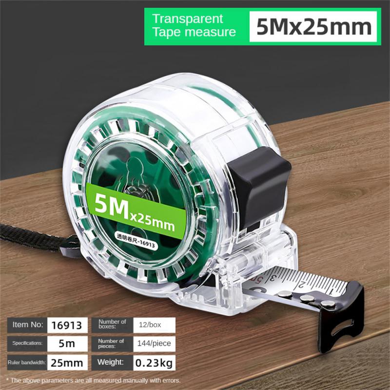 Флуоресцентная рулетка, утолщенная, прозрачная, линейка для столярных работ, из высокоуглеродистой стали, измерительная лента для измерения расстояний