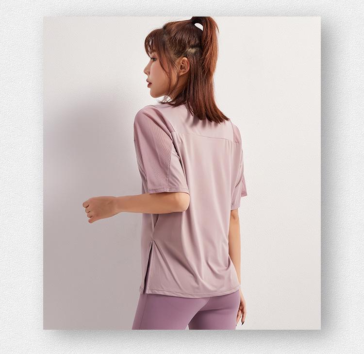 Женская быстросохнущая летняя футболка для йоги 2025: Свободная, дышащая футболка с коротким рукавом для бега и фитнеса