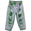 Summer Beaded Ripped Contrast Color Non-elastic Loose Personality Thin Jeans