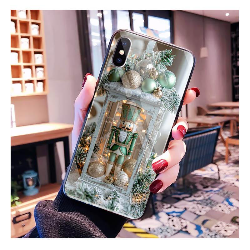 Санта Елка Стекло Чехол для телефона Для iPhone 17 Pro Max Air 17 16 15 14 13 Pro Max 15 16 Pro 15Plus Чехол