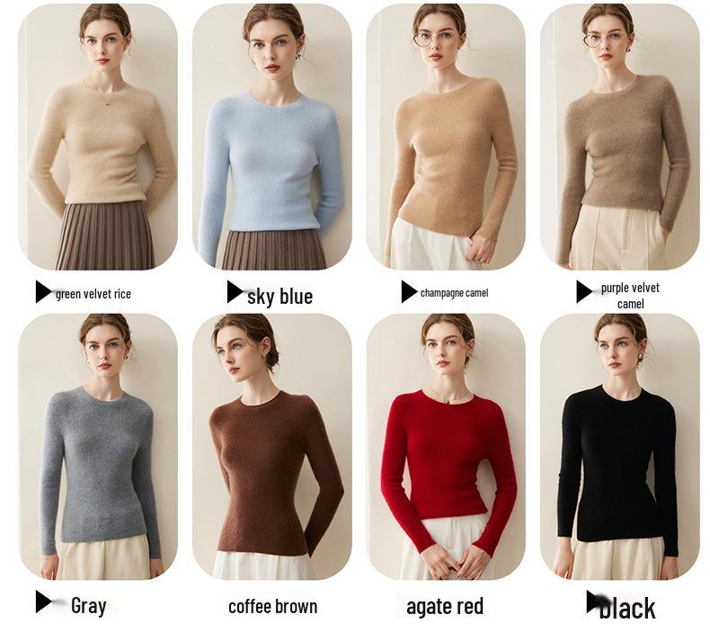 Lekasha Women's Pure Cashmere Round Neck Sweater - Loose, Solid Color, Warm Base Layer for Autumn and Winter