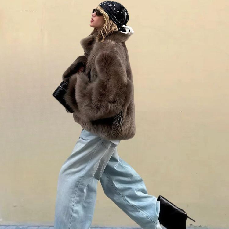 Europe and the United States hot-selling imitation fur coat imitation fox fur coat Haining fur top