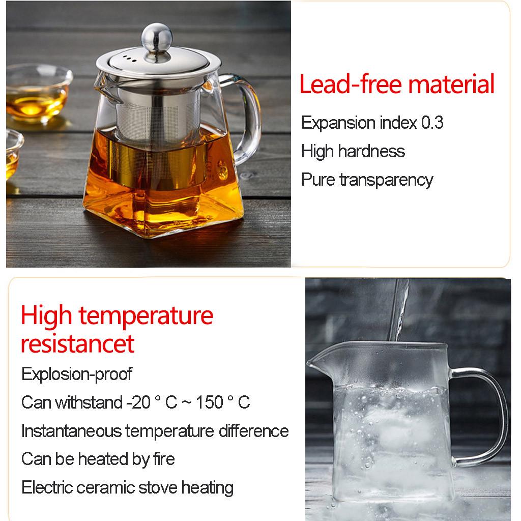 350ml Heat Resistant Kung Fu Tea Set Glass Teapot With Strainer Filter Infuser Tea Pot Large Teapot Kitchen Accessories Tools