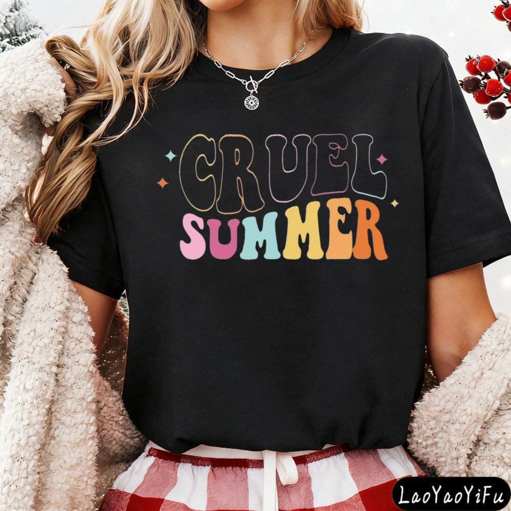 Cruel Summer Retro Groovy Font Graphic T Shirt Modern And Trendy Unisex Cotton Short Sleeve Summer Casual Daily Life TShirt