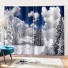 Seasonal Winter Snowy Forest Natural Landscape View 3D Scenery Christmas Curtains Living Room Rcortinas Para Salon