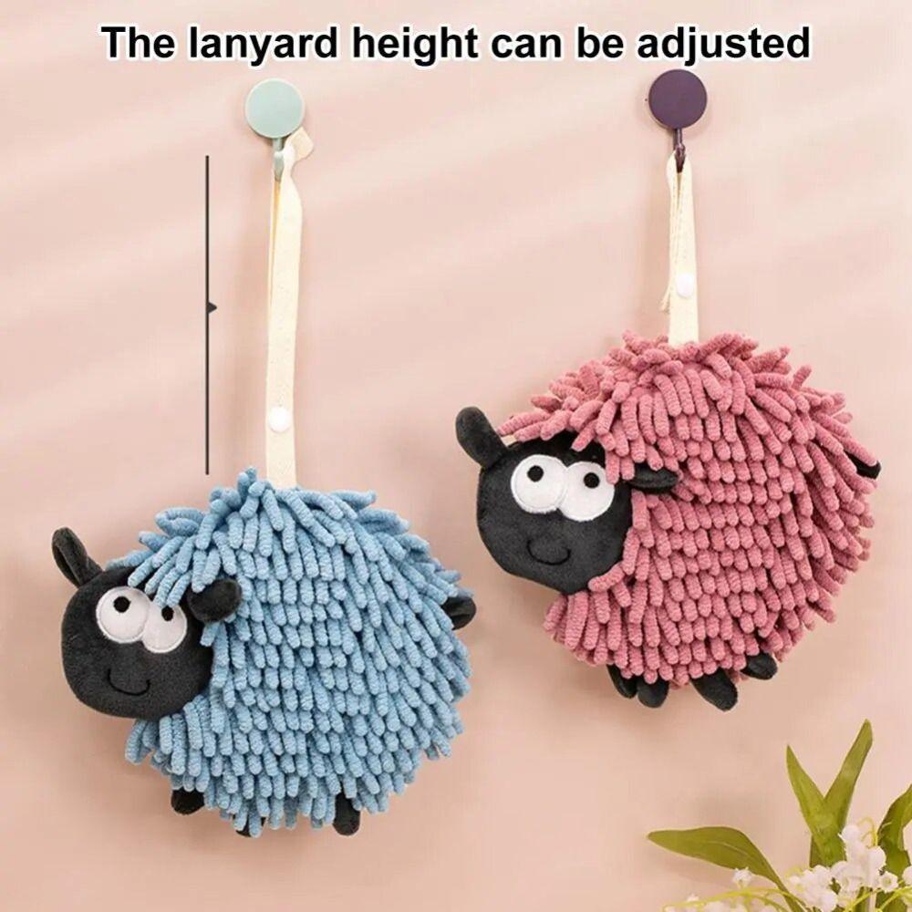 Шенилловое полотенце для рук Мягкое кухонное полотенце Товары для дома Мультяшная овечка Подвесное полотенце Ванная комната