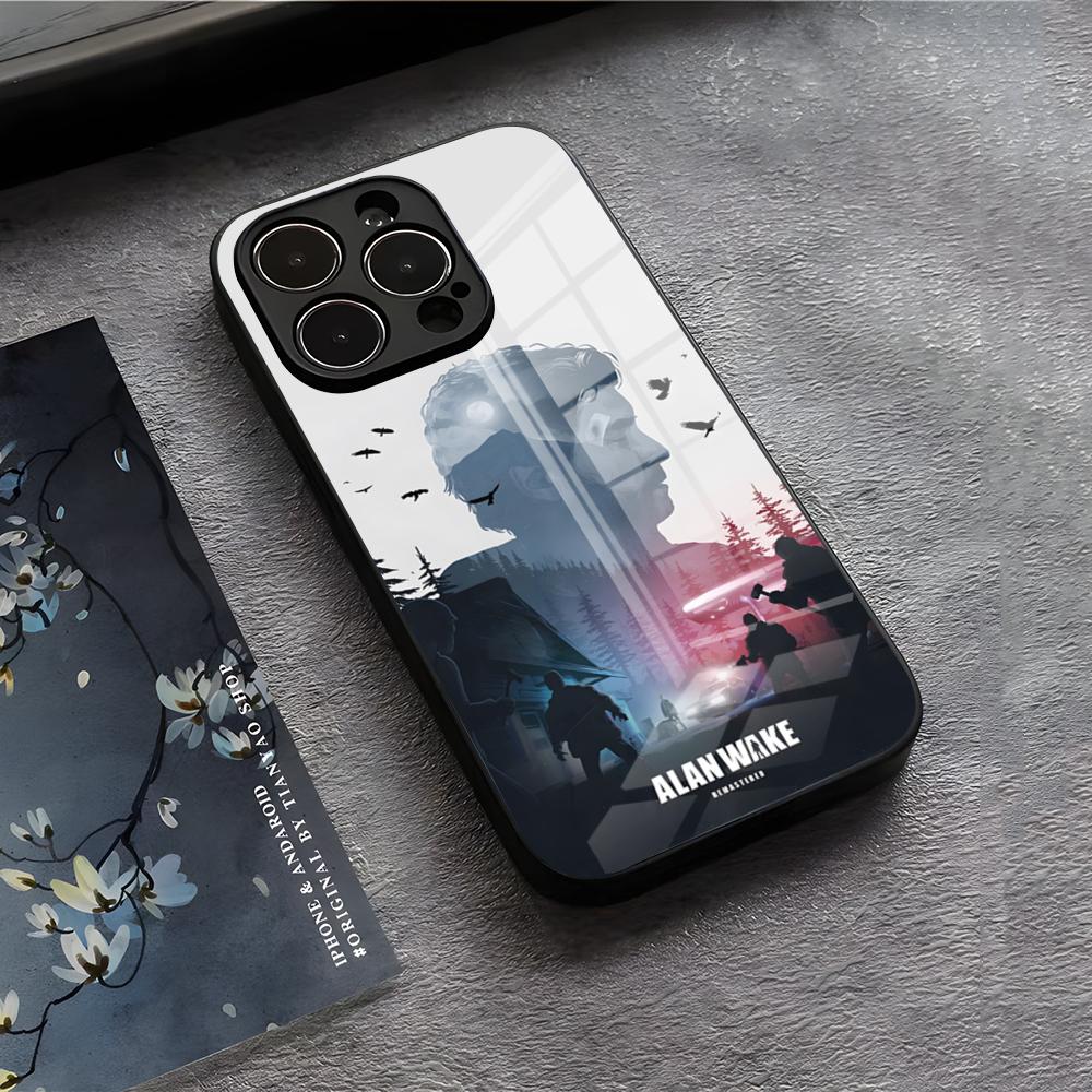 Чехол для телефона A-Alan W-Wake 2 для IPhone 17 Air 16 E Pro Max 15 14 13 Mini 12 Pro 11 Max Plus Черная стеклянная крышка