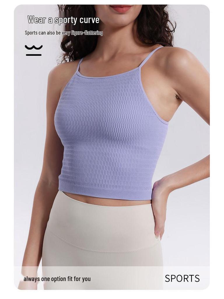 Йога Слитный Ударопрочный Топ-майка Спортивный бюстгальтер с нагрудными вкладышами и красивым дизайном спины для женщин