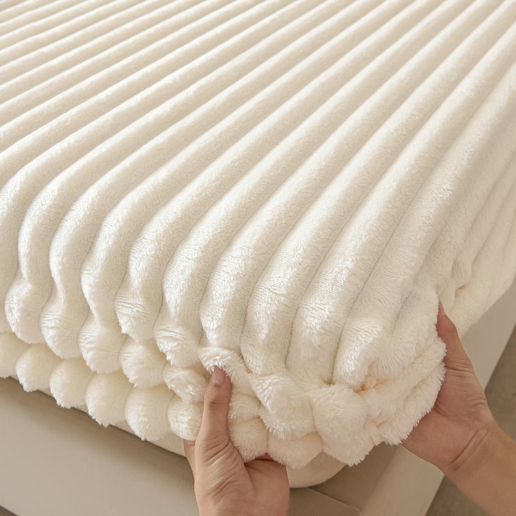 1 шт. Однотонный толстый наматрасник из искусственного кроличьего меха Осенне-зимний теплый бархатный протектор для матраса Пушистый мягкий плюшевый натяжной простынь