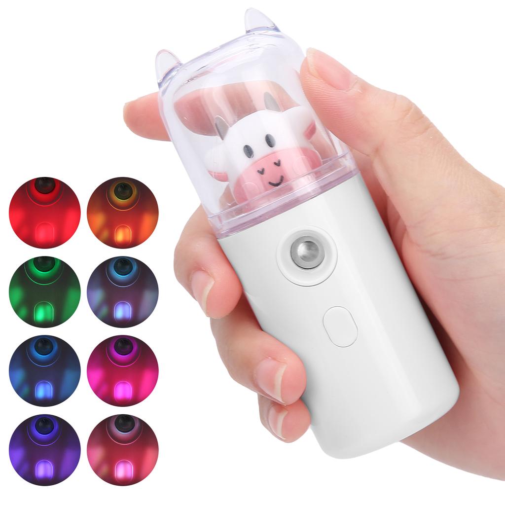 Милый мультяшный животный распылитель для лица, портативный, для дома, офиса, увлажняющий спрей для кожи, белый