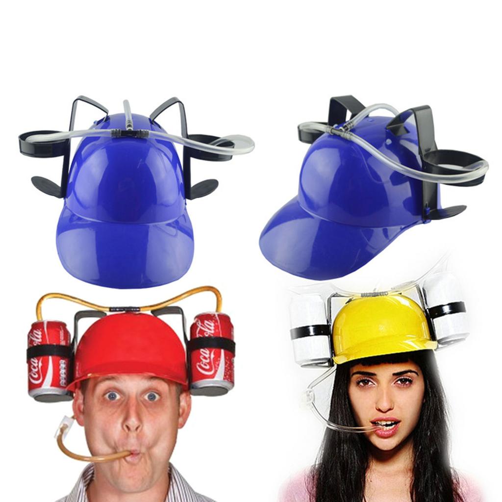 Drinking Helmet Drinking Hat with Straws & Can Holder for Beer Soda Coke Birthday Party Props Novelty Funky Holiday Hat