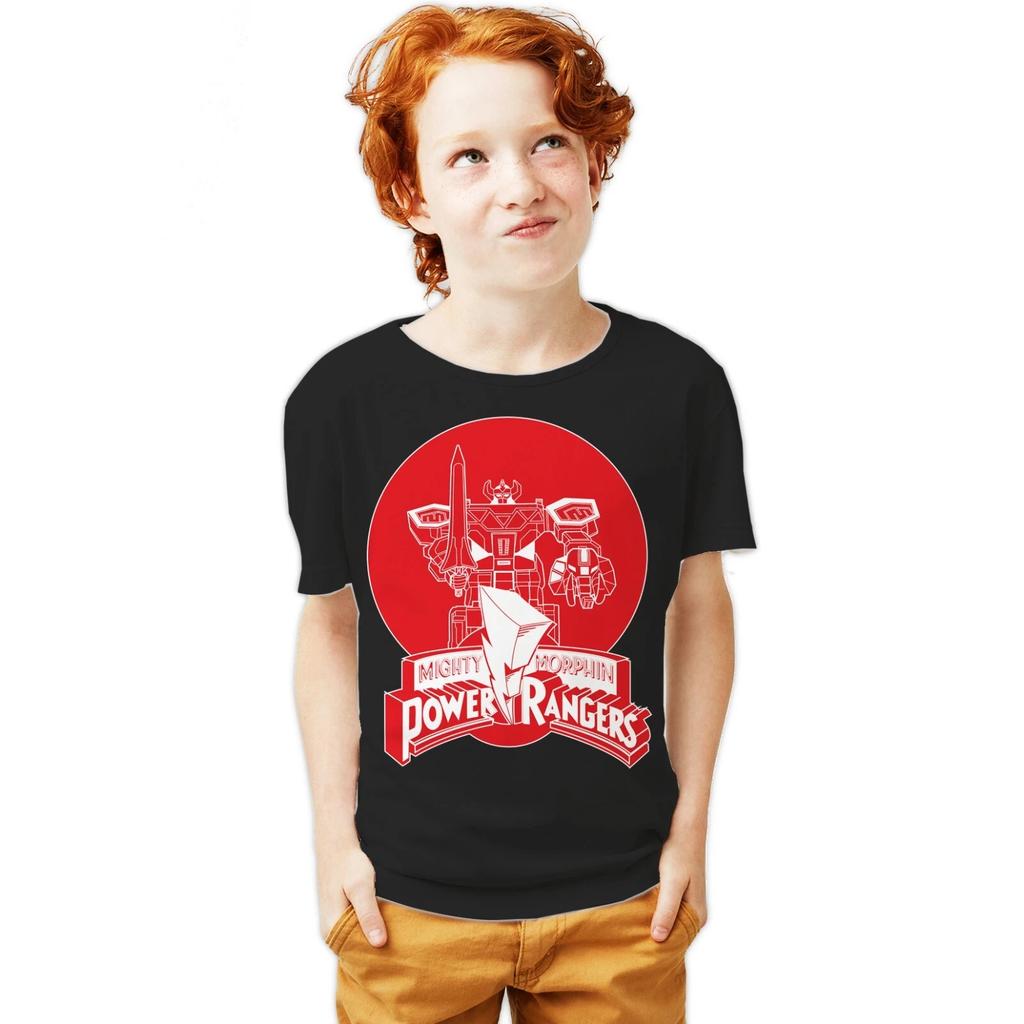 Power Rangers Logo Megazord Circle Official Youth T-Shirt For 12-14 Years