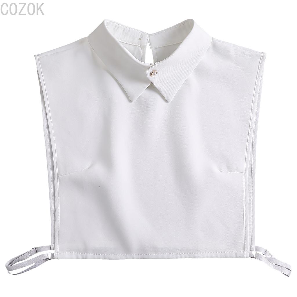 Women's Solid Colour Black White Vertical Small Flip Collar Versatile Shirt Jumper Jumper Fashion Lace False Collar Four Seasons