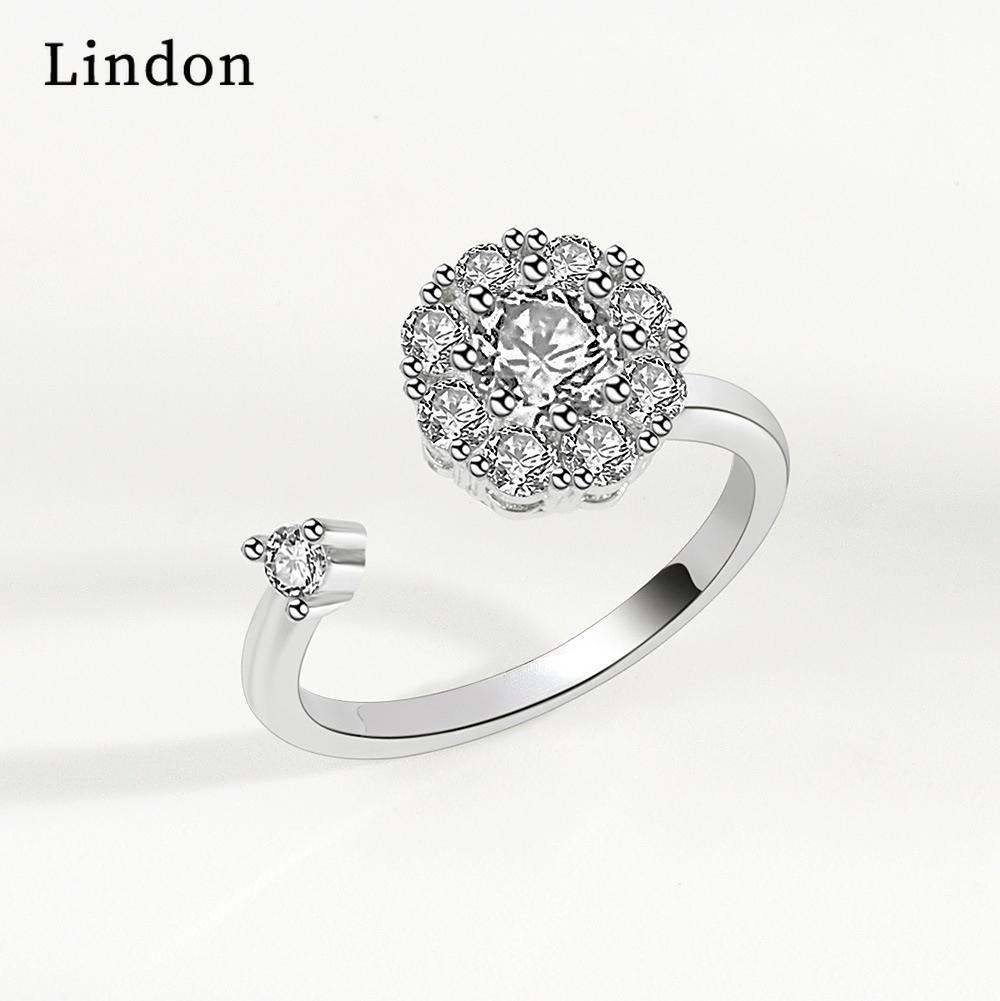 Lindon Classic Copper Alloy Zircon Ring Ladies Jewelry Wedding Promise Party Gift