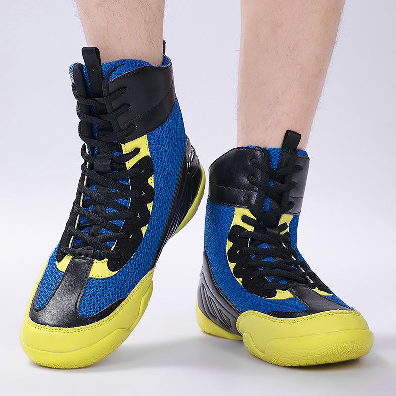 Wrestling Shoes Men's Middle Help Professional Boxing Shoes Non-slip and Wear-resistant Fighting Shoes Fighting Special Training Shoes Muay Thai