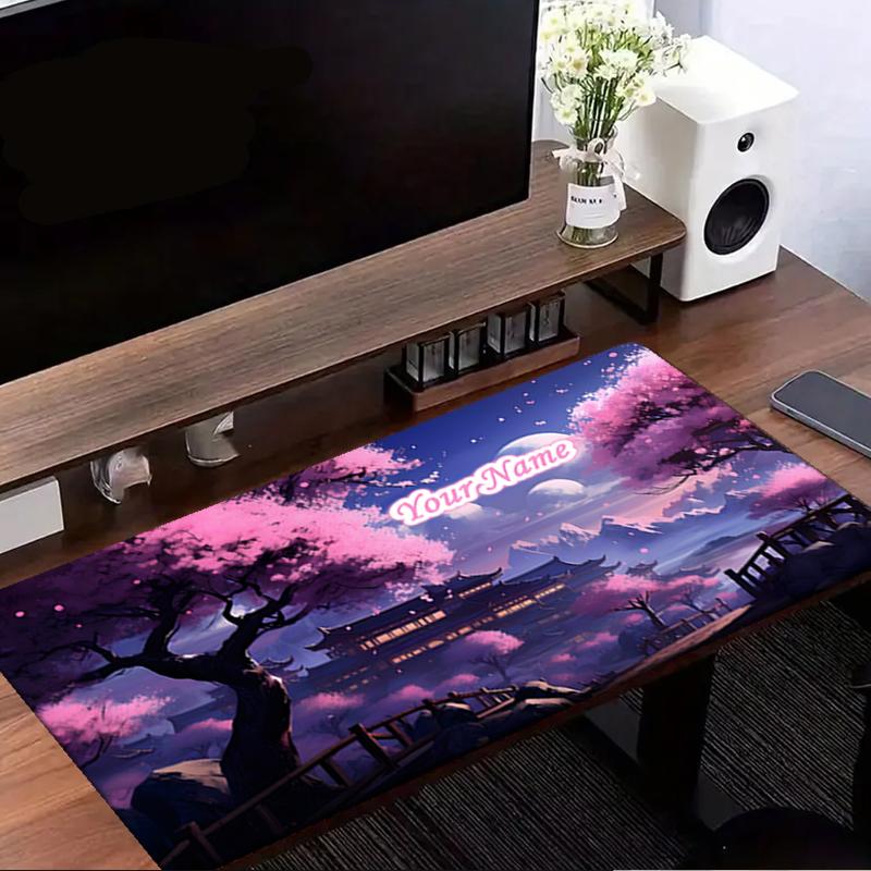 1PC Custom Name Cherry Blossom Fantasy Landscape Mouse pad, keyboard and mouse desk pad, for computer notebook Birthday Gift For Any Room Or Office