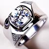Moissanite Ring PT950 Plated Diamond Wedding Band Stylish Business Mens Ring