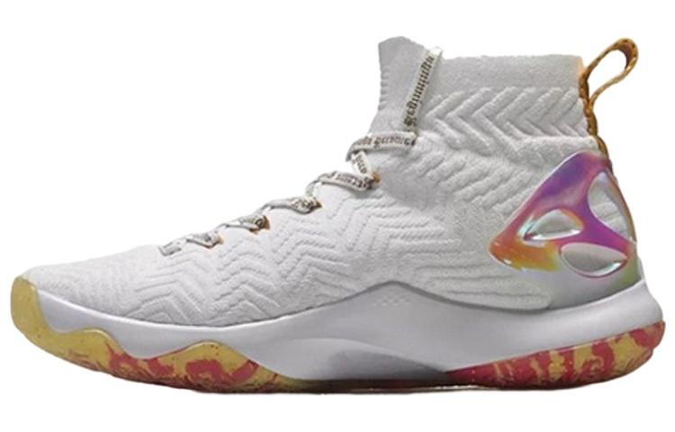 Li Ning CF Tracing The Heart Of Supo Non slip Lightweight High top Vintage Basketball Shoes Men's White ABAN035-6