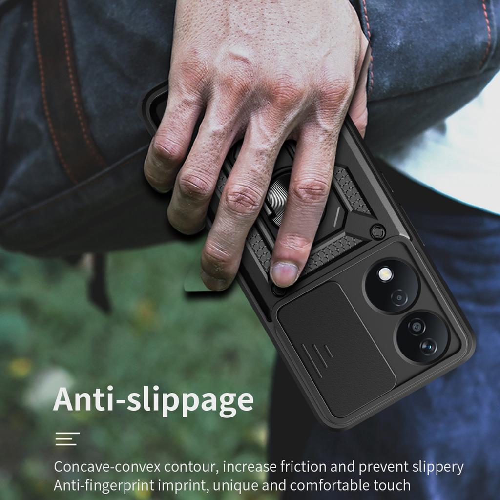 Для Honor X7b 4G/90 Смарт-чехол ПК+ТПУ Прочный Ударопрочный Чехол для телефона со Сдвижным Окошком для Объектива