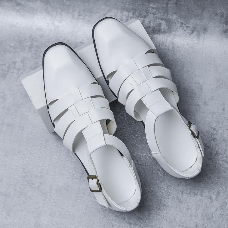 Summer Fashion New Men Gladiators Buckle Casual Shoes Breathable Beach Sandals Outdoor Slippers Black White Plus Size