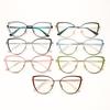6221 Модные очки Cat's Eye Metal Spring Leg Flat Glasses 2025 Новые персонализированные простые и тонкие очки с защитой от синего света