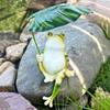 Creative Garden Frog Statue with Leaf Frog Ornament Decor Cartoon Frog Figurine  Yard Lawn