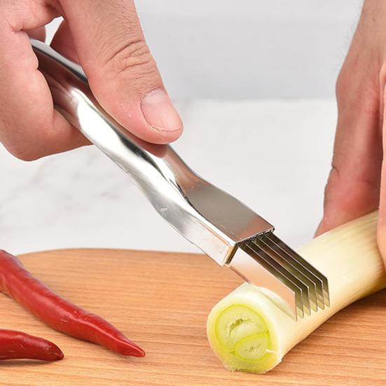 Слайсер для лука из нержавеющей стали, 6-лезвийный измельчитель зеленого лука, резак с нескользящей ручкой, кухонный измельчитель овощей, инструмент для зеленого лука