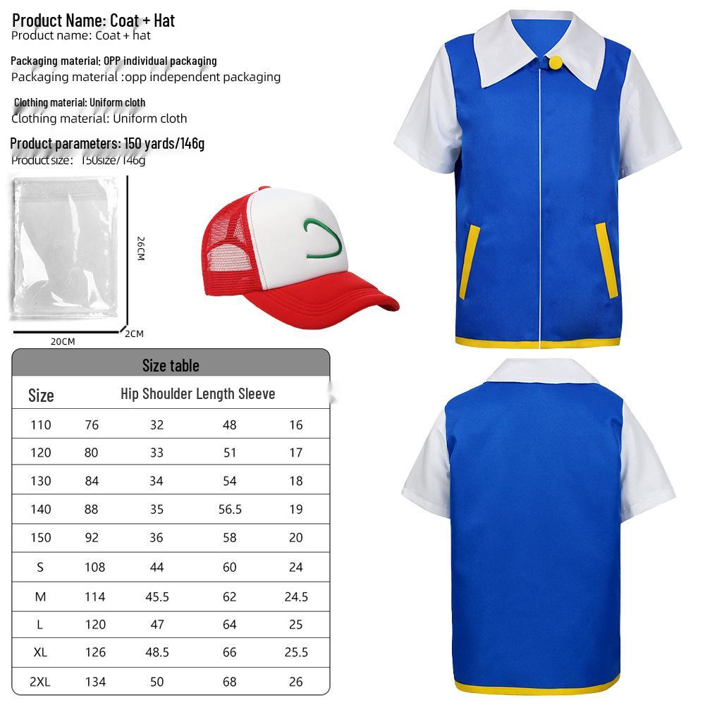 Детская куртка для косплея Эша Покемона - Аниме мультяшный костюм