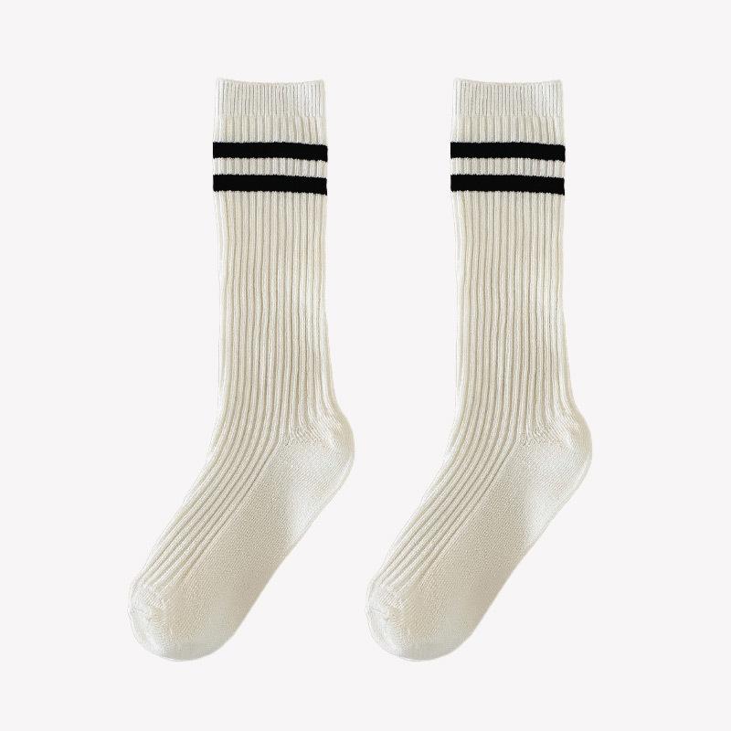 1 пара корейских модных однотонных носков до середины икры для детей, весенне-осенние теплые хлопковые простые школьные носки