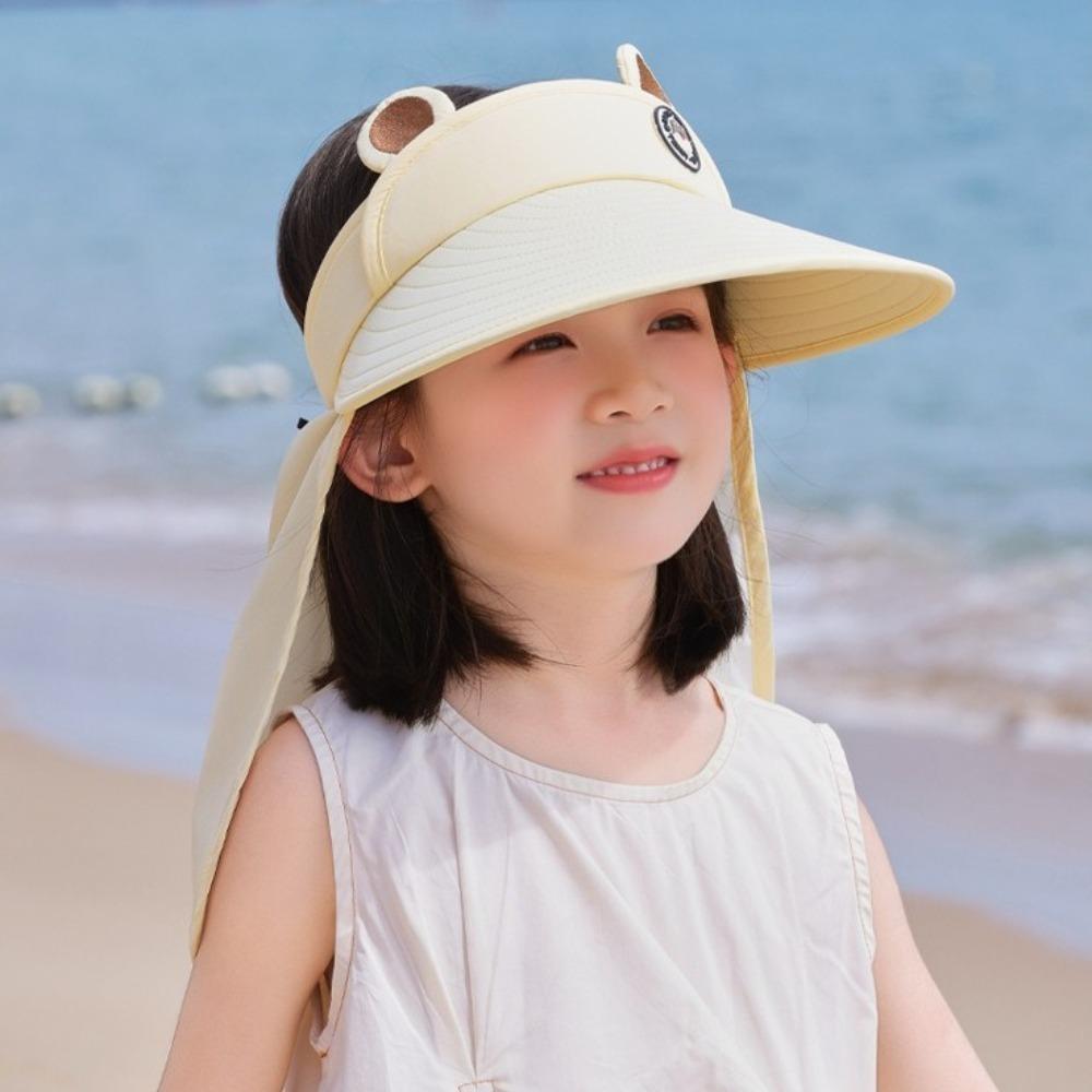 Quick Dry Kids Shawl Sun Hat Removable Baby Sun Protection Hat Fashion Cartoon Empty Top Hat Girls