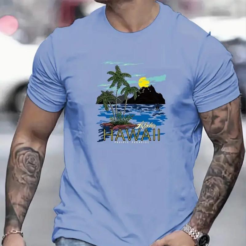 Новая летняя мужская модная футболка с принтом Coconut Tree Beach, мужская футболка, топ