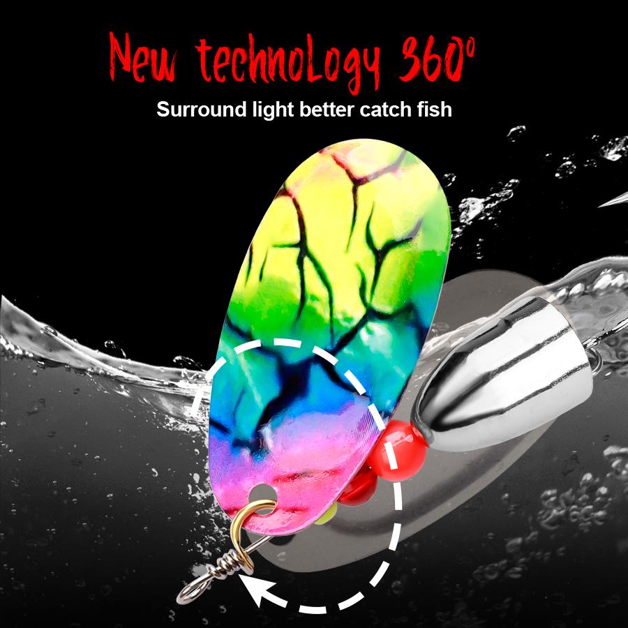 FTK Spinner Bait 4.1g 4.6g 7.4g 10.8g 12.5g Spoon Lures Pike Metal with Treble Hooks Arttificial Bass Bait Fishing Lure