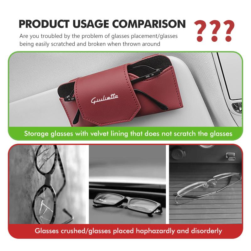 For Alfa Romeo For Alfa Romeo Car Sun Visor Glasses Leather Wear-Resistant Sunglasses Protective Box Giulietta 940 2010-2014 201