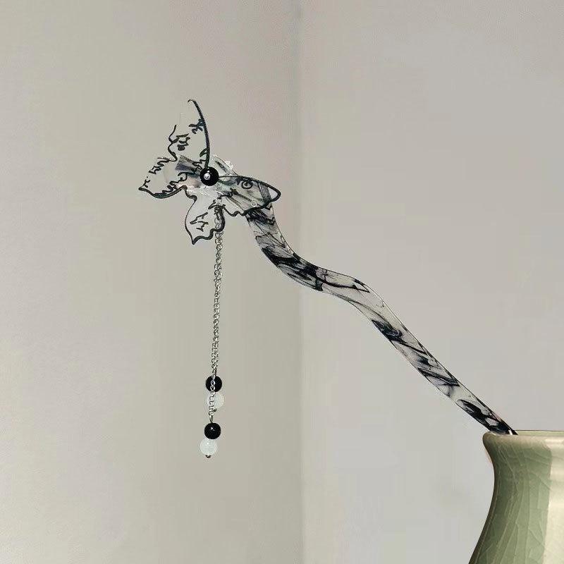 Заколка для волос в виде кисточки лотоса, инкрустированная бриллиантами: Элегантный китайский стиль с жемчужным цветком и замком мира, идеально подходит для женщин.