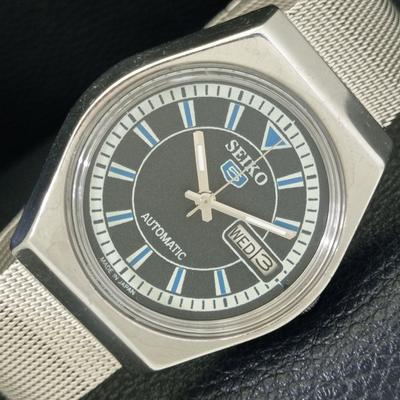 АВТОМАТИЧЕСКИЕ ВИНТАЖНЫЕ ЧАСЫ SEIKO 5 ЯПОНИЯ 6309A МУЖСКИЕ С ЧЕРНЫМ ЦВЕТОМ ЦИФЕРБЛАТА a702717-1