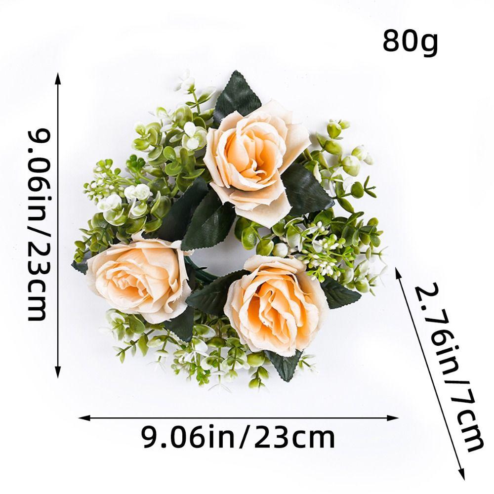 Flower Artificial Rose Candle Wreath 23CM Candlestick Wreath Candle Rings  Wedding Decor