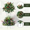 Yousheng Pre-lit Christmas Tree Urn Filler Battery Operated Artificial Xmas Tree with Cones Berries Holiday Porch Planter Filler with Tripod Stake