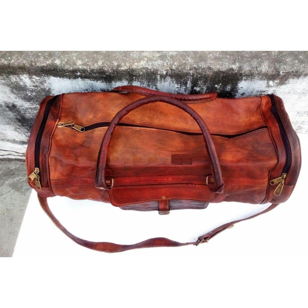 New Men's Genuine Leather Large Vintage Duffle Travel Gym Weekend Overnight Bag